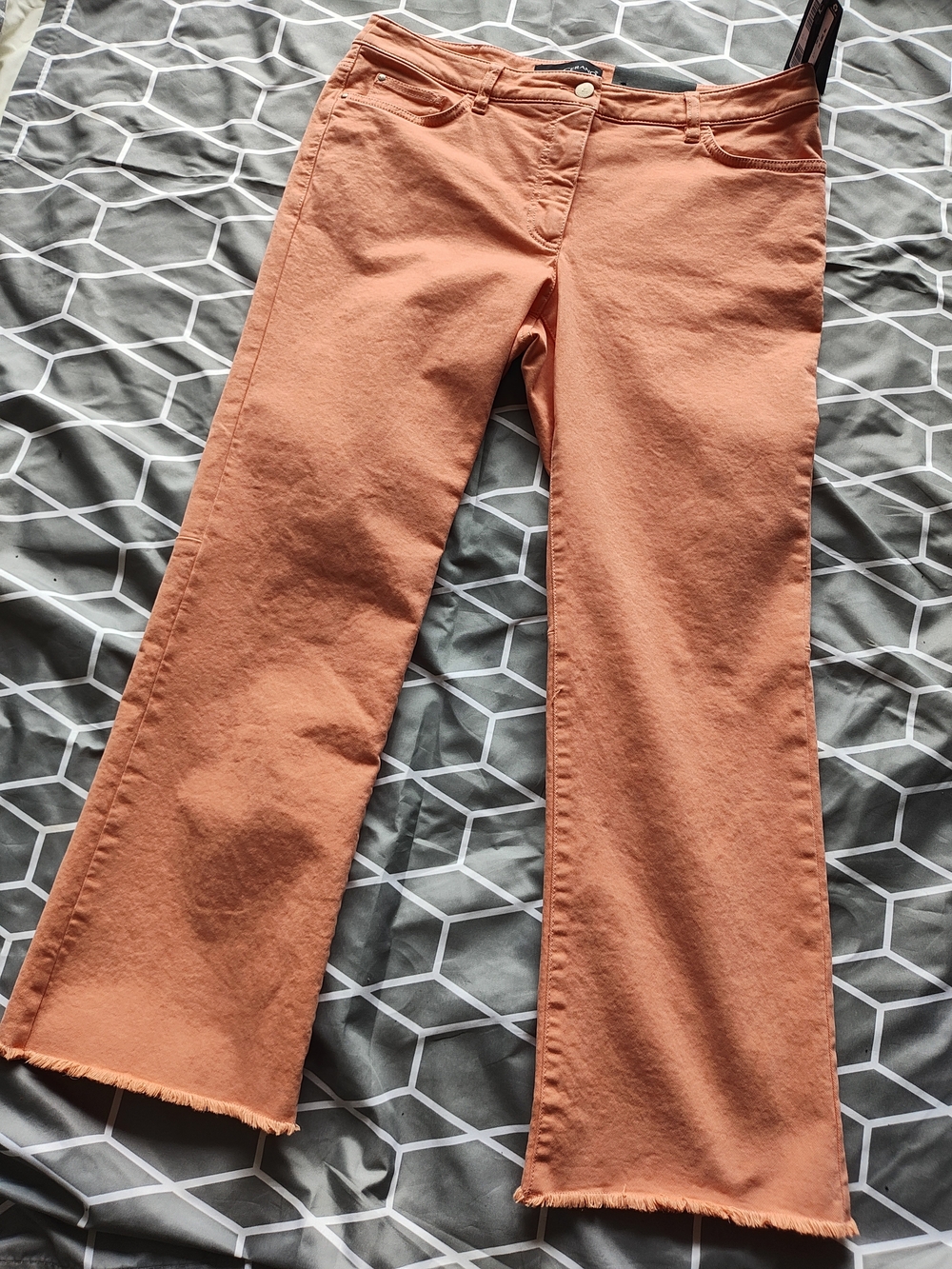 High-Rise Wide-Leg Jeans in Coral Peach